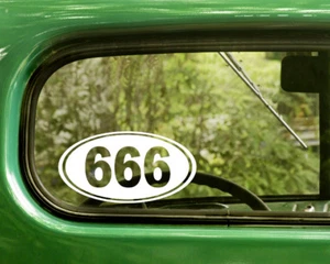 2 666 DECALs Evil Satan Oval Sticker For Car Window Laptop Bumper Truck 4x4 - Picture 1 of 1
