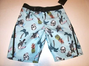 NEW Hurley sz 18 blue tropical fish board shorts boys youth swim trunks swimsuit - Picture 1 of 2