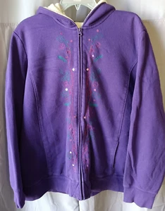 Basic Edition Fleece Jacket Full Zip Purple Sharpa Lined Women's 2XL - Picture 1 of 14