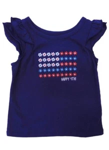 Jumping Beans Size 3T Girls Patriotic Blue Shirt Flag Decoration - Picture 1 of 2