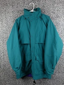 Eddie Bauer Anorak Mens Coat Size Medium Solid Green 100% Nylon Pockets Lined - Picture 1 of 12