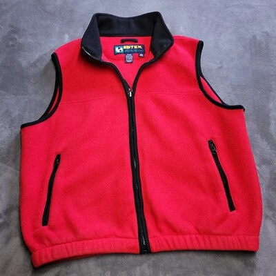 Suéter Chaleco Años 90 Ebtek Eddie Bauer Rojo Medio Cremallera Completa Exterior Campamento Caminata Foto 1 de 4