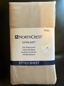 NorthCrest Extra Soft 300 TC Cotton Rich Blend Tan Full Fitted Sheet - Picture 1 of 2