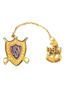 USN US NAVY ancoraggio fronte casa oro sterling dorato spilla dolcevita - 411A1 - Foto 1 di 6
