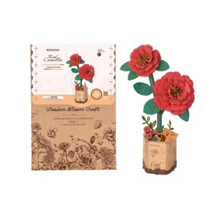 Rompecabezas de madera 3D hágalo usted mismo rojo camelia 113 piezas - Imagen 1 de 5