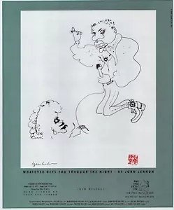 JOHN LENNON Art Gallery ~ Whatever Gets You Through The Night ~ PRINT AD ~ 1990 - Picture 1 of 1