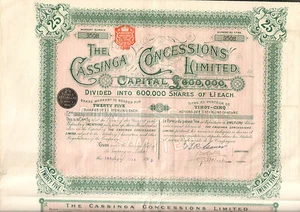 Titre 25 actions: THE CASSINGA CONCESSIONS (ANGOLA) (R) - Imagen 1 de 1