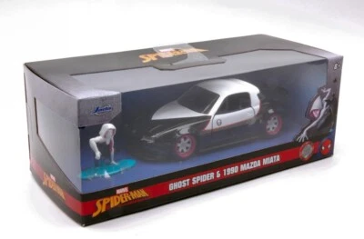 MODELLINO AUTO STATICO JADA TOYS MAZDA MIATA MARVEL GHOST SPIDER 1990 NERO 1/32 - Immagine 1 di 4