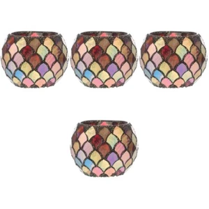 Set of 4 Kerzenhalter Aus Glas Tee -Kerzenhalter Teelichthalter Mosaikglas - Bild 1 von 12