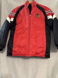 VTG NHL Chicago BLACKHAWKS Reversible Quilt-Lined Insulated Coat - 16/18 - Picture 1 of 9