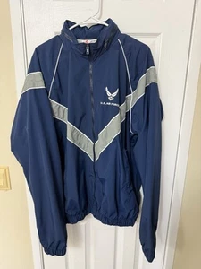 US Air Force Skilcraft Mens L Physical Training Jacket Blue AF PTU Windbreaker - Picture 1 of 4