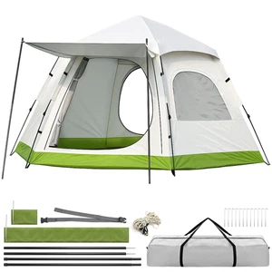 Camping Tent for 4 Person All-Season Family Tent with Metal Door Poles, Pop up T - Picture 1 of 12