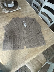 Croft & Barrow Size 3X Sweater Cardigan Half Sleeve Tan 2 Button Cable Knit NWT - Picture 1 of 8