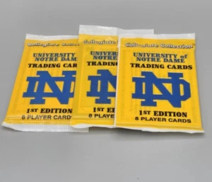 1990 Notre Dame 1st Ed Collegiate Collection Trading Card Factory Sealed 3 Packs - Imagen 1 de 1