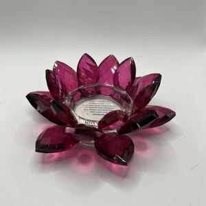 "Candelabro hecho a mano de cristal flor de loto púrpura de 3"" diámetro de 7,5""" - Imagen 1 de 6