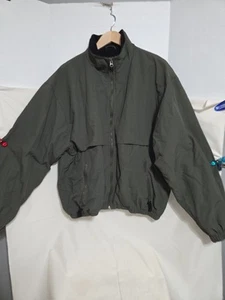 Olive Green Windbreaker Embroidered Frito Lay Logo Jacket Fleece Lined Vented - Picture 1 of 6