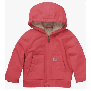 Carhartt Mädchen Reißverschluss vorne Canvas isolierte Kapuzenjacke, dunkelrosa 12 Monate - Bild 1 von 6