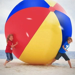 Giant Inflatable Beach Ball Quick Inflate PVC-Free Pool Party Toy Adults/Kids UK - Picture 1 of 9