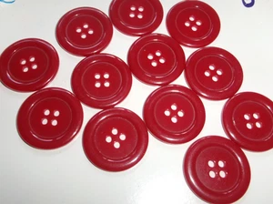 LOT 12  Burgundy   1-1/4th- INCH round 4 hole raised edge  BUTTONS, NEW - Picture 1 of 2