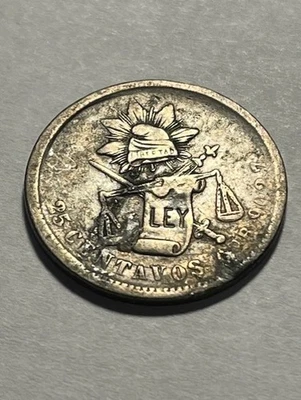 25 centavos/plata 1888-Go R México #16472-2 Foto 1 de 2