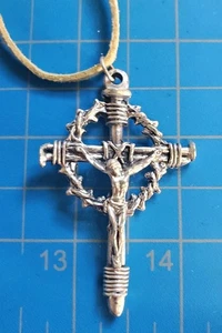 LARGE Deluxe Crown of Thorns Rosary Nail Crucifix ITALY  - Picture 1 of 4