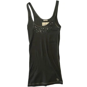 Abercrombie Women's L Tank Top Embellished Sequin Dark Green Casual Summer - Picture 1 of 8