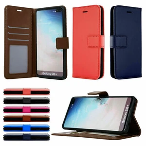 Funda billetera clásica de cuero con soporte para tarjetas para Samsung S10 Plus S10E S9 todo - Imagen 1 de 79
