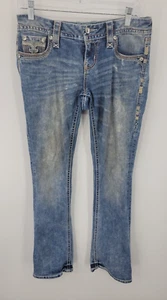 Rock Revival Jeans Damen 28 Bootcut Light Faded Wash Bling Pattentasche Denim - Bild 1 von 9