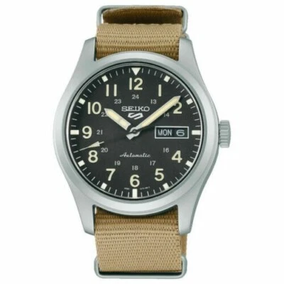 Reloj deportivo Seiko 5 para hombre negro - SRPG35 CORREA DE NAILON BEIGE Foto 1 de 4
