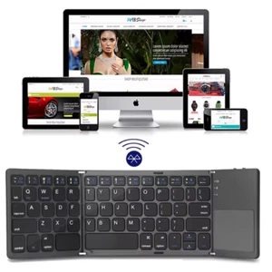 Portable Mini Fold Bluetooth Keyboard Wireless Foldable Trackpad Small Keyboard - Picture 1 of 15