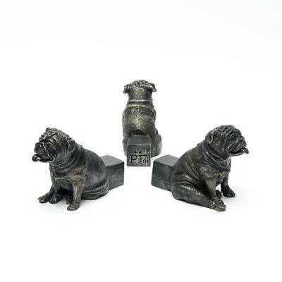 Potty Feet British Bulldog Set x3 Polyresin Bronze Colour Plant Pot Dog Ornament - Image 1 of 4