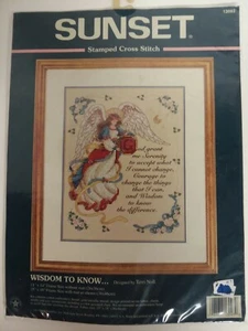 Angel Serenity Wisdom STAMPED Cross Stitch PATTERN KIT 11"x14" NIP by Sunset - Picture 1 of 3