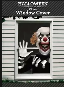 Cubierta de ventana de Halloween póster de payaso utilería decoración RARO - Imagen 1 de 3