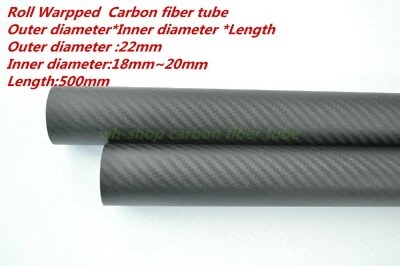 22MM Tubing L500 3K Carbon Fiber Tube 22x18 22x19 22x20 Roll Wrapped Poles  - Image 1 of 4