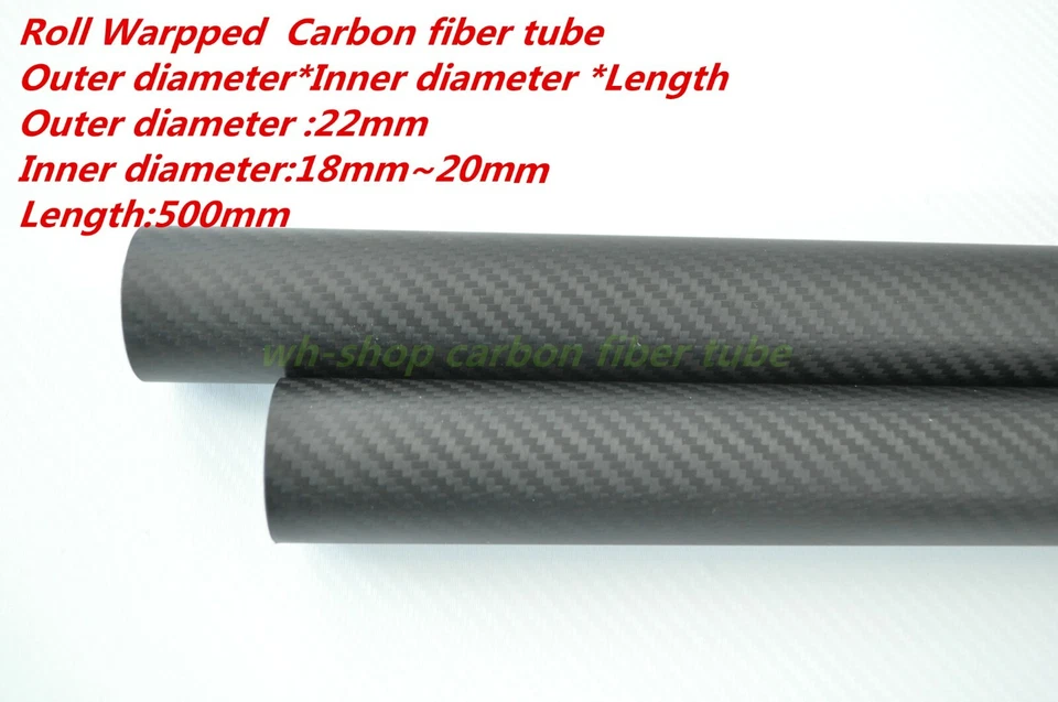 22MM Tubing L500 3K Carbon Fiber Tube 22x18 22x19 22x20 Roll Wrapped Poles  - Image 1 of 4