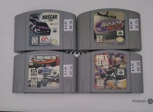 Nintendo 64, 4 Game Lot: Nascar, F1 World Grand Prix, NFL 98, Wayne Gretzky 