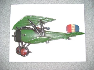 Metal airplane made in USA in 1975 by Homco Co. Green,red,black,blue - Picture 1 of 12