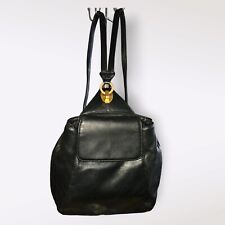 Tignanello Vintage Black Genuine  Leather Sling Backpack Gold Hardware 