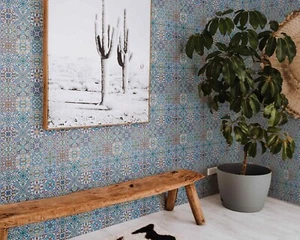 Colorful Tile Maroccan Bohemian Style Tile Wallpaper Murals - Picture 1 of 8