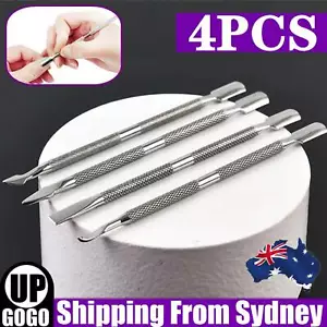 4 PCS Cuticle Pusher Metal Stainless Steel Kit Nail Art Tools AU Stock - Picture 1 of 11