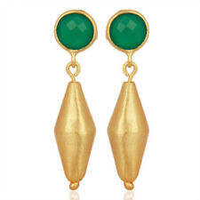 18k Matte Yellow Gold Plated 925 Silver Drop Earrings Women's Gift Jewelry