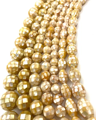 Mosaic Mother of Pearls Round/Barrel Shapes in Various Sizes 16in. Strands - Image 1 of 4