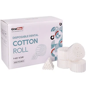 OneMed Dental Cotton Rolls for Teeth Nose Plugs, Size #2 Medium Nonsterile,3/8" - Picture 1 of 8
