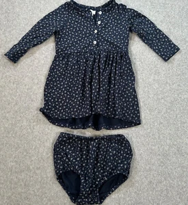 Ralph Lauren Conjunto Floral Vestido y Bloomers A Juego Bebé Niña 9 Meses Azul Marino - Imagen 1 de 7
