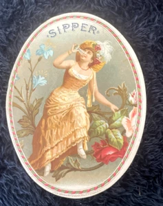 Vintage Card Victorian Women Sipper - Picture 1 of 6