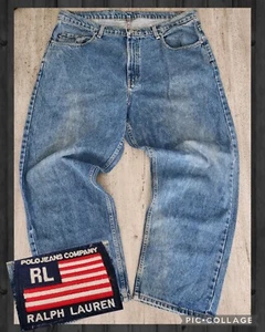 Vintage 90s Polo Jeans Company Ralph Lauren Baggy Fit Denim Jeans Wide Leg Y2K - Picture 1 of 11