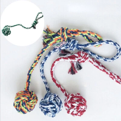 Pet Braided Knot Ball Chew Fun Tug Play Dog (LARGE) Rope 4 X Toy UK Tough - Image 1 of 4