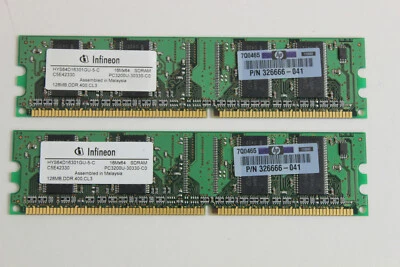HP 326666-041 128MB DDR 400 CL3 PC3200 SDRAM MEMORY MODULE QTY 2 - Image 1 of 4