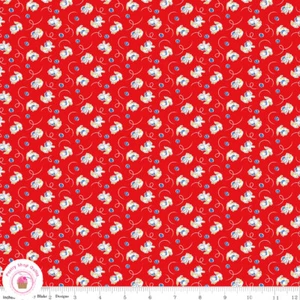 Riley Blake BASIN FEEDSACKS 12290R Red Kittens Quilt Fabric 30's Reproduction - Picture 1 of 4