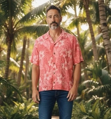 Camisa Hawaiana Caribbean Joe Abotonada Manga Corta Coral Floral XL NUEVA CON ETIQUETAS Foto 1 de 4